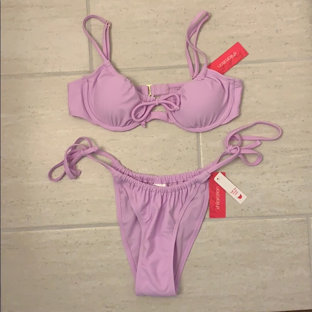 Xhilaration Lavender Shirred Underwire Bikini